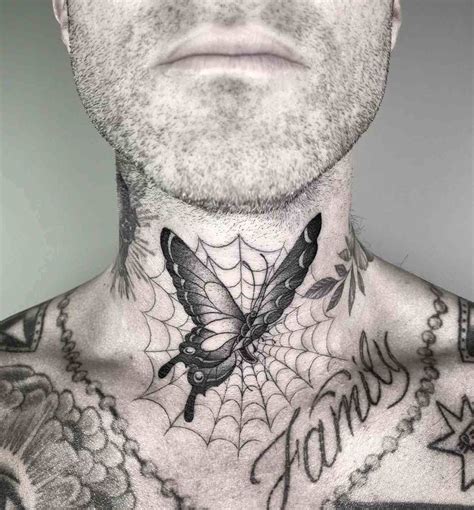 men's back of the neck tattoos|butterfly neck tattoo men.